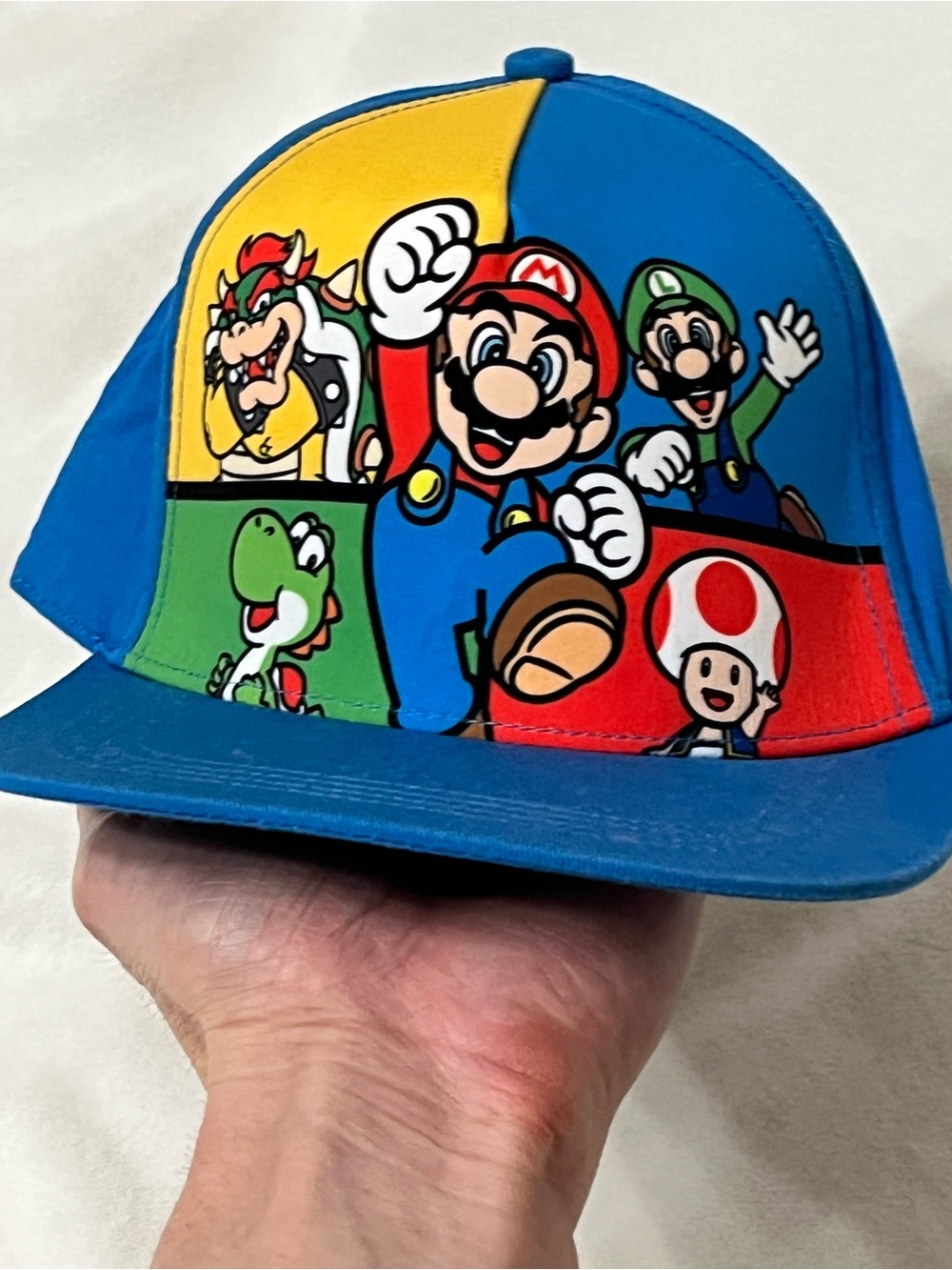 Nintendo Super Mario Snapback Hat Mario Luigi Bowser Yoshi Toad Blue One Size